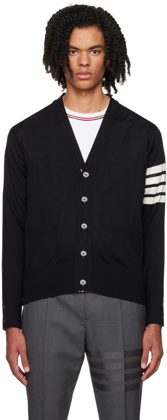 Photo: Thom Browne Black 4-Bar Cardigan