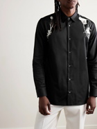 Alexander McQueen - Slim-Fit Embroidered Cotton-Poplin Shirt - Black