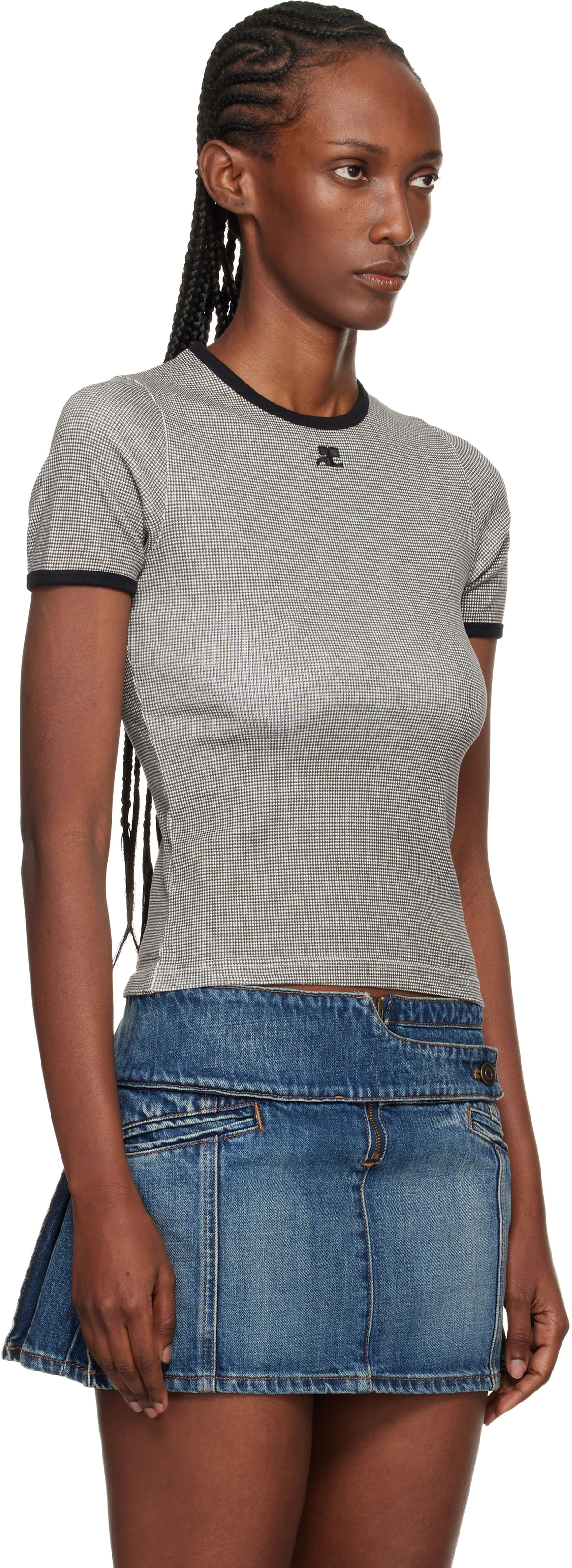 Courrèges Black & White Signature Contrast T-shirt