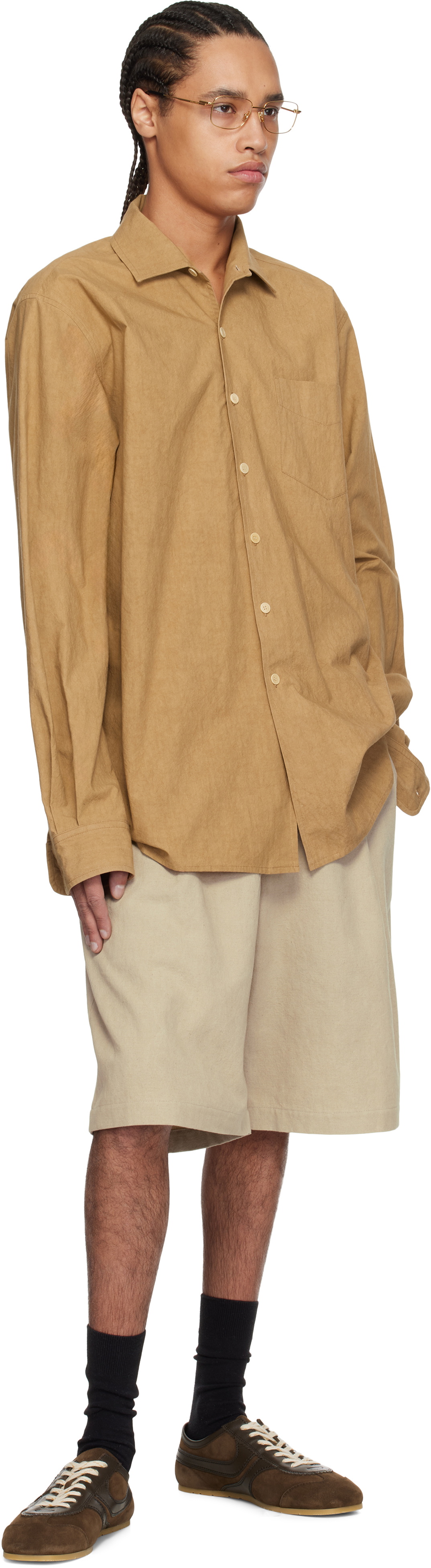 colbo Beige Single Pleat Shorts