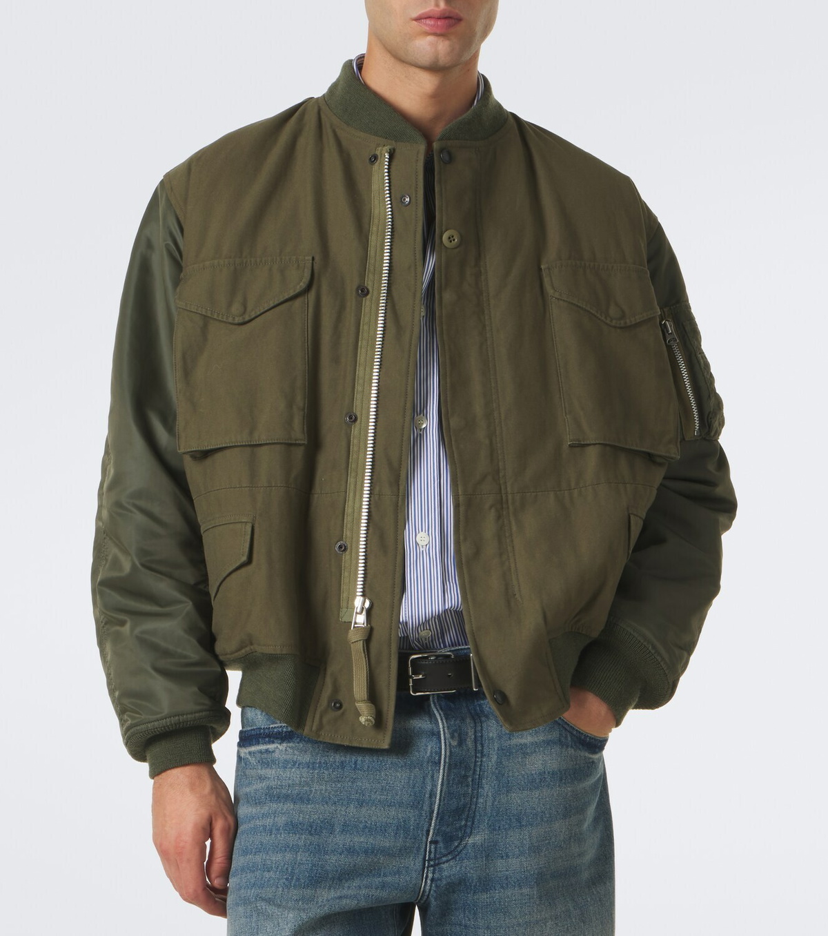 Junya Watanabe Paneled cotton and technical bomber jacket