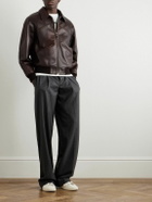 CELINE - Leather Bomber Jacket - Brown