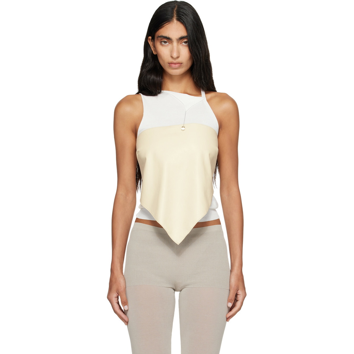 Paloma Wool Off-White Alba Belt Leather Top