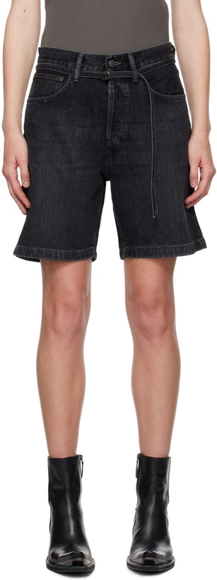 Photo: Acne Studios Black Loose Fit Denim Shorts