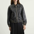 DUNST Women's Refined Leather Blouson in Brushed Black