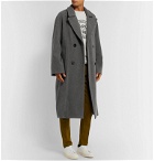 Maison Kitsuné - Oversized Belted Double-Breasted Wool-Blend Coat - Gray