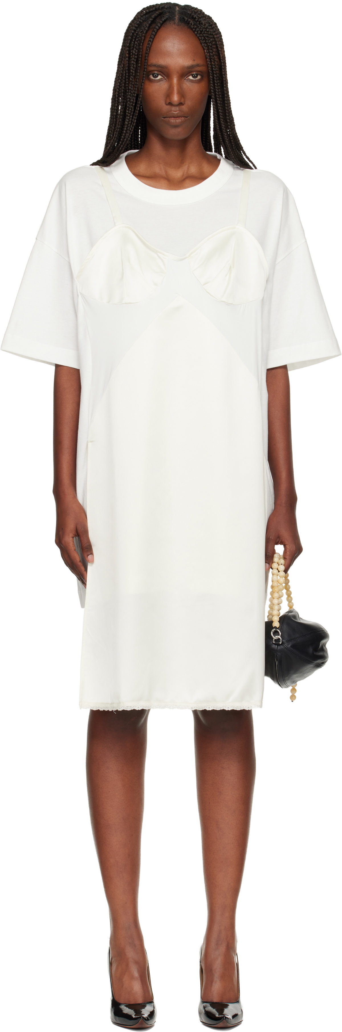 VAQUERA Off-White Slip T-shirt Minidress