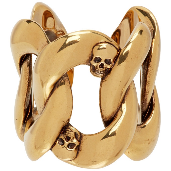 Photo: Alexander McQueen Gold Chain and Skull Ring
