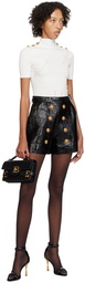 Balmain Black Croc-Embossed Leather Shorts