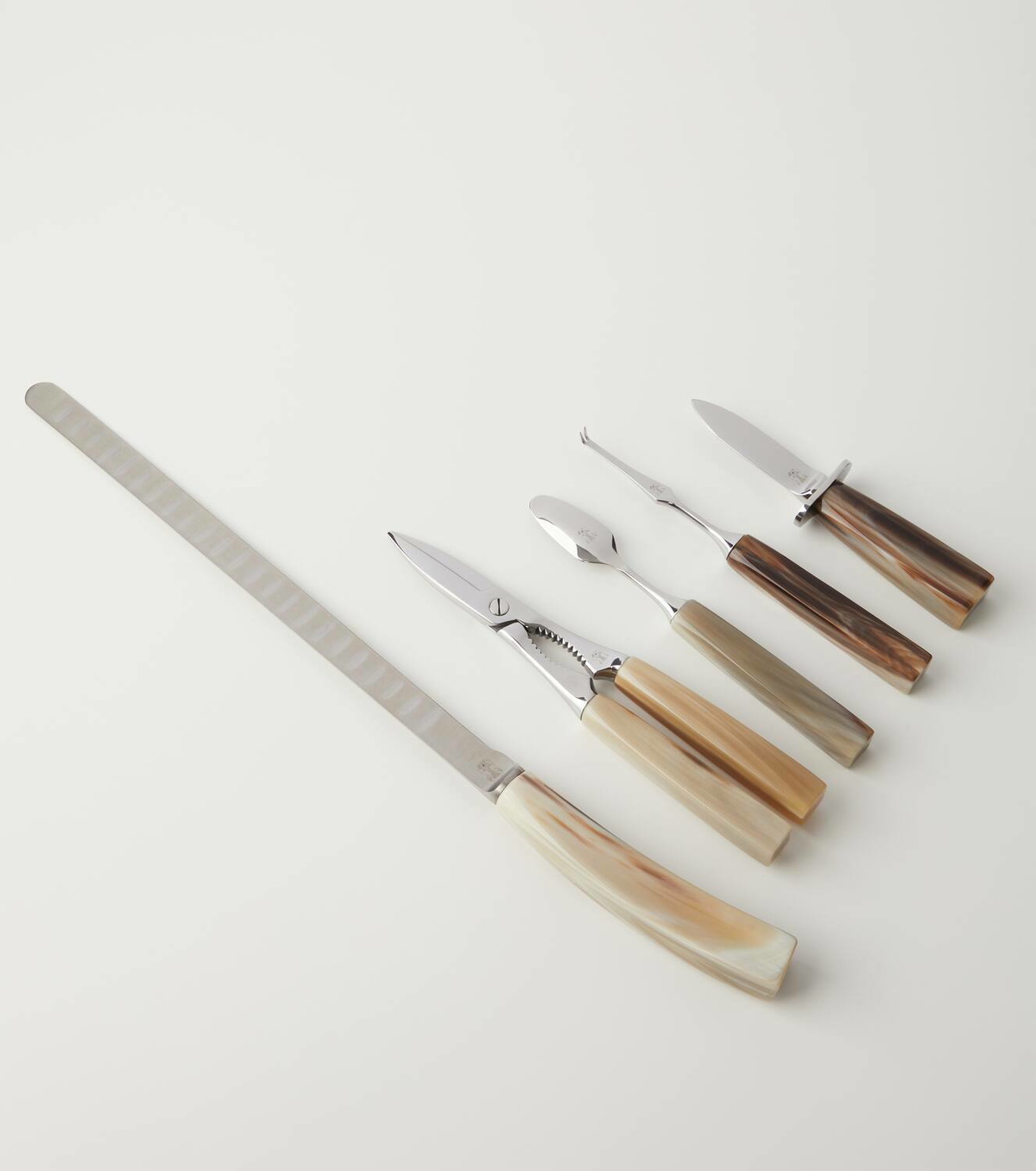 Brunello Cucinelli Horn and stainless steel cutlery set for crudités
