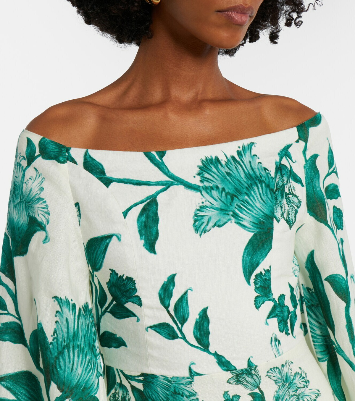Agua by Agua Bendita Senlis printed off-shoulder linen maxi dress