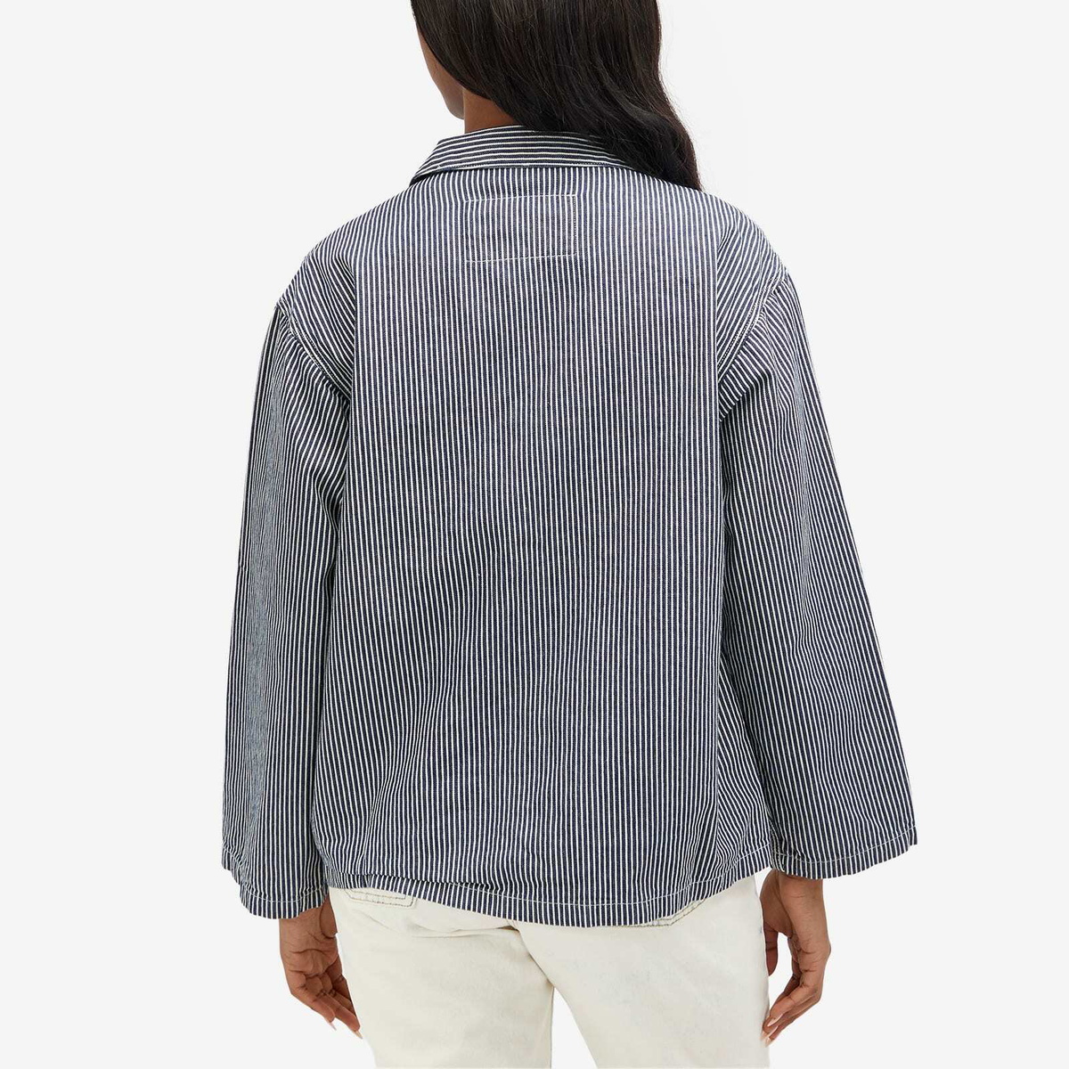 Nudie Jeans Co Women's Eva Hickory Striped Jacket in Blue/Off White