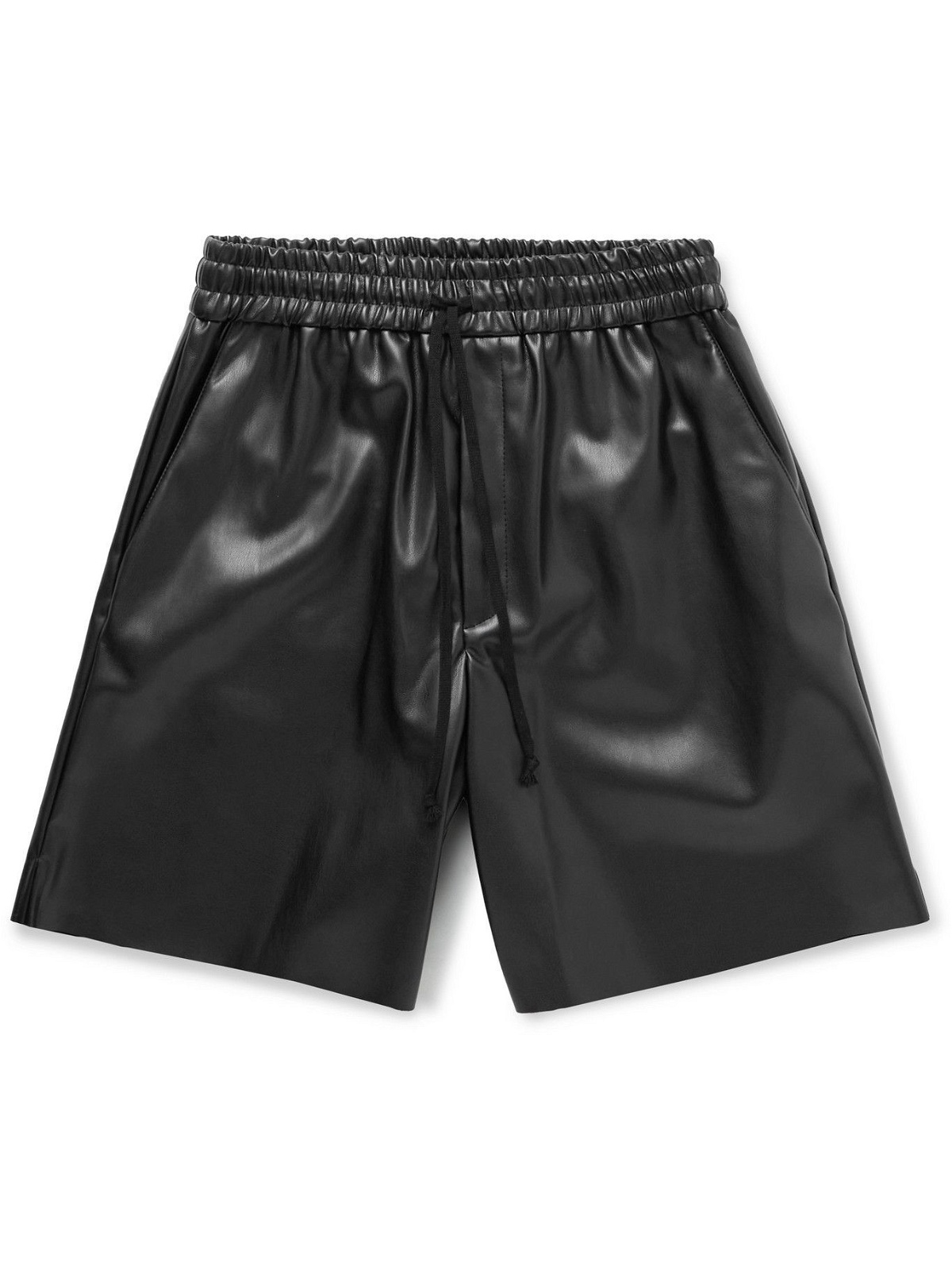 Photo: Deveaux - Brooks Wide-Leg Faux Leather Shorts - Black