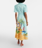 Leo Lin Printed belted cotton shirt dress