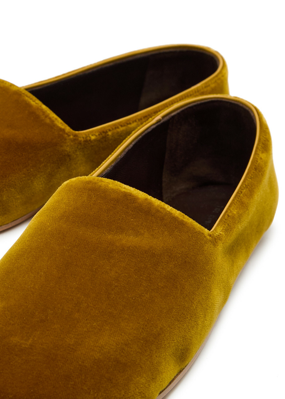 The Row Ponti Velvet Slipper Flats Camel