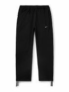 Nike - Solo Swoosh Straight-Leg Logo-Embroidered Cotton-Blend Jersey Sweatpants - Black