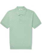 Mr P. - Knitted Textured Organic Cotton Polo Shirt - Green