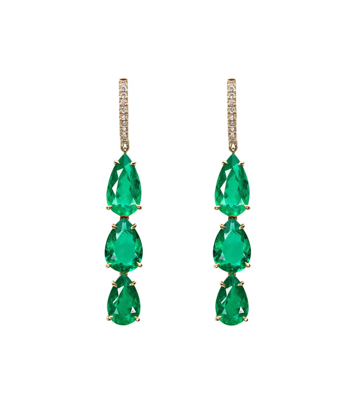 Photo: Anita Ko Anya 18kt gold drop earrings with diamonds and emeralds
