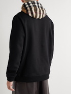 Burberry - Checked Cotton-Blend Jersey Hoodie - Black