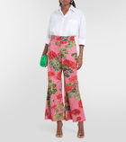 Oscar de la Renta Floral high-rise cotton-blend flared pants