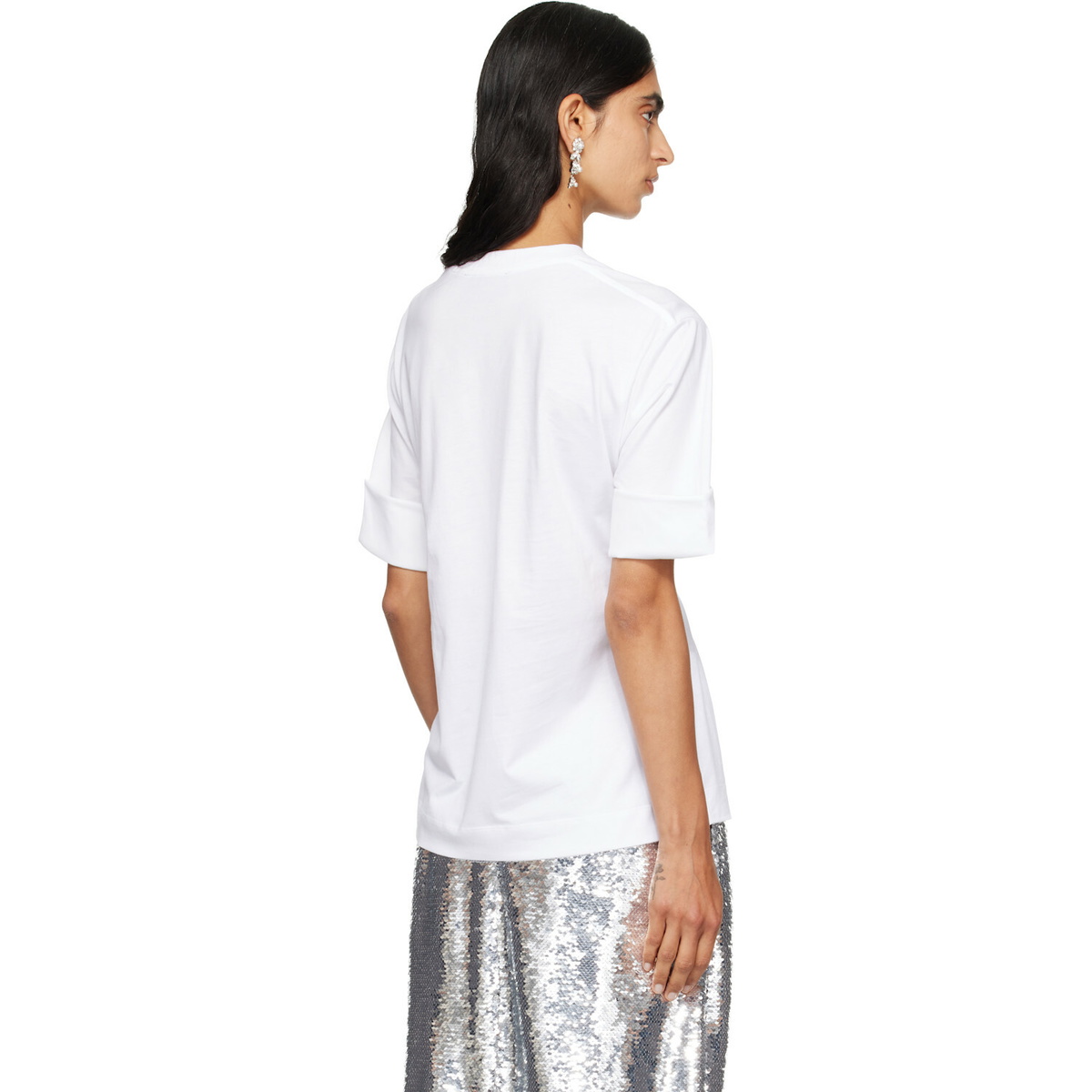 Simone Rocha White Gathered Rose Wire Sleeve Boy T-shirt