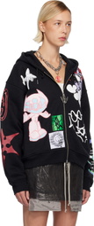 Chopova Lowena Black Flying High Zip Hoodie
