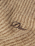DIME - Logo-Embroidered Ribbed-Knit Zip-Up Cardigan - Brown