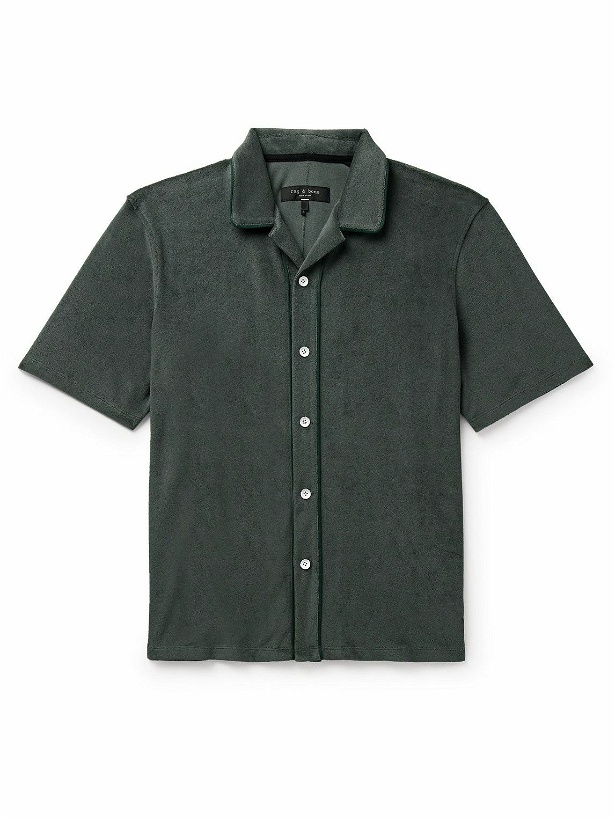 Photo: Rag & Bone - Avery Camp-Collar Cotton-Blend Terry Shirt - Green