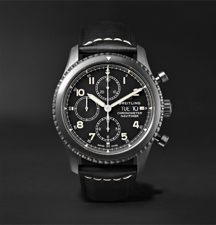 Photo: Breitling - Navitimer 8 Chronograph 43mm Black Steel and Leather Watch - Men - Black