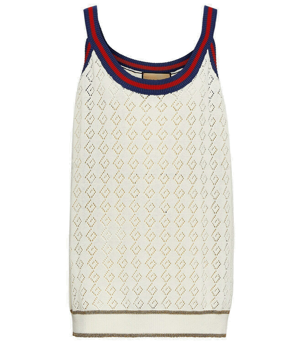 Gucci Off-White and Blue Crochet Halter Tank Top Gucci