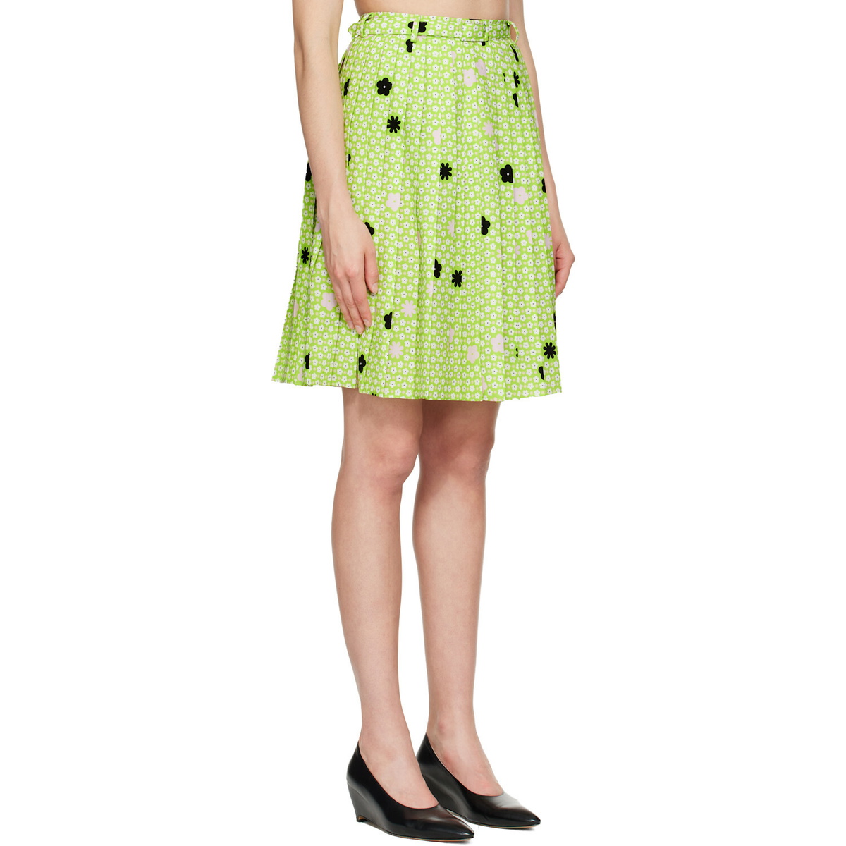 MM6 Maison Margiela Green Belted Midi Skirt