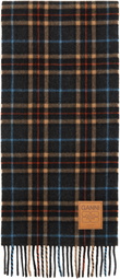 GANNI Gray Check Wool Scarf