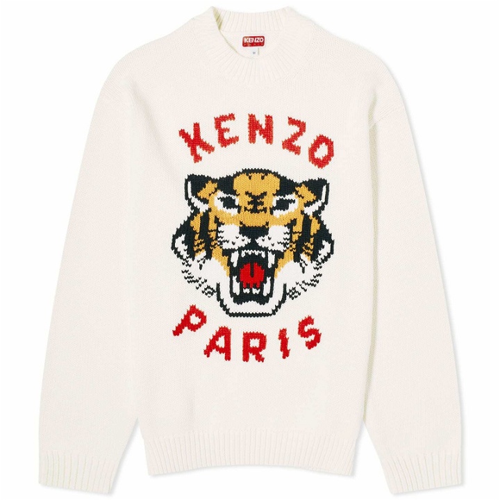 Photo: Kenzo Men's Lucky Tiger Crew Knit in Off White