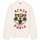 Kenzo Men's Lucky Tiger Crew Knit in Off White