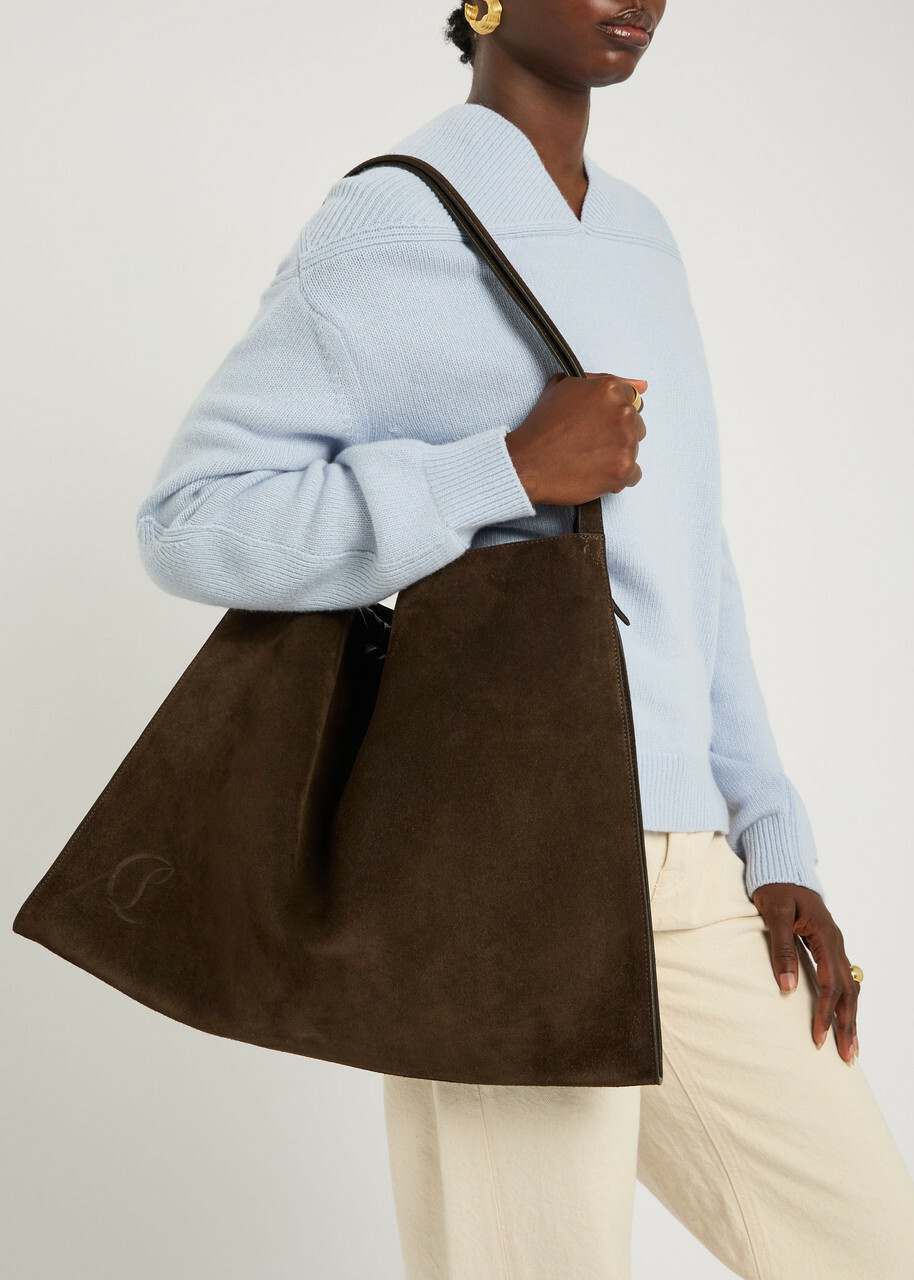 Christian Louboutin Baggy Suede Tote - Dark Brown - One Size