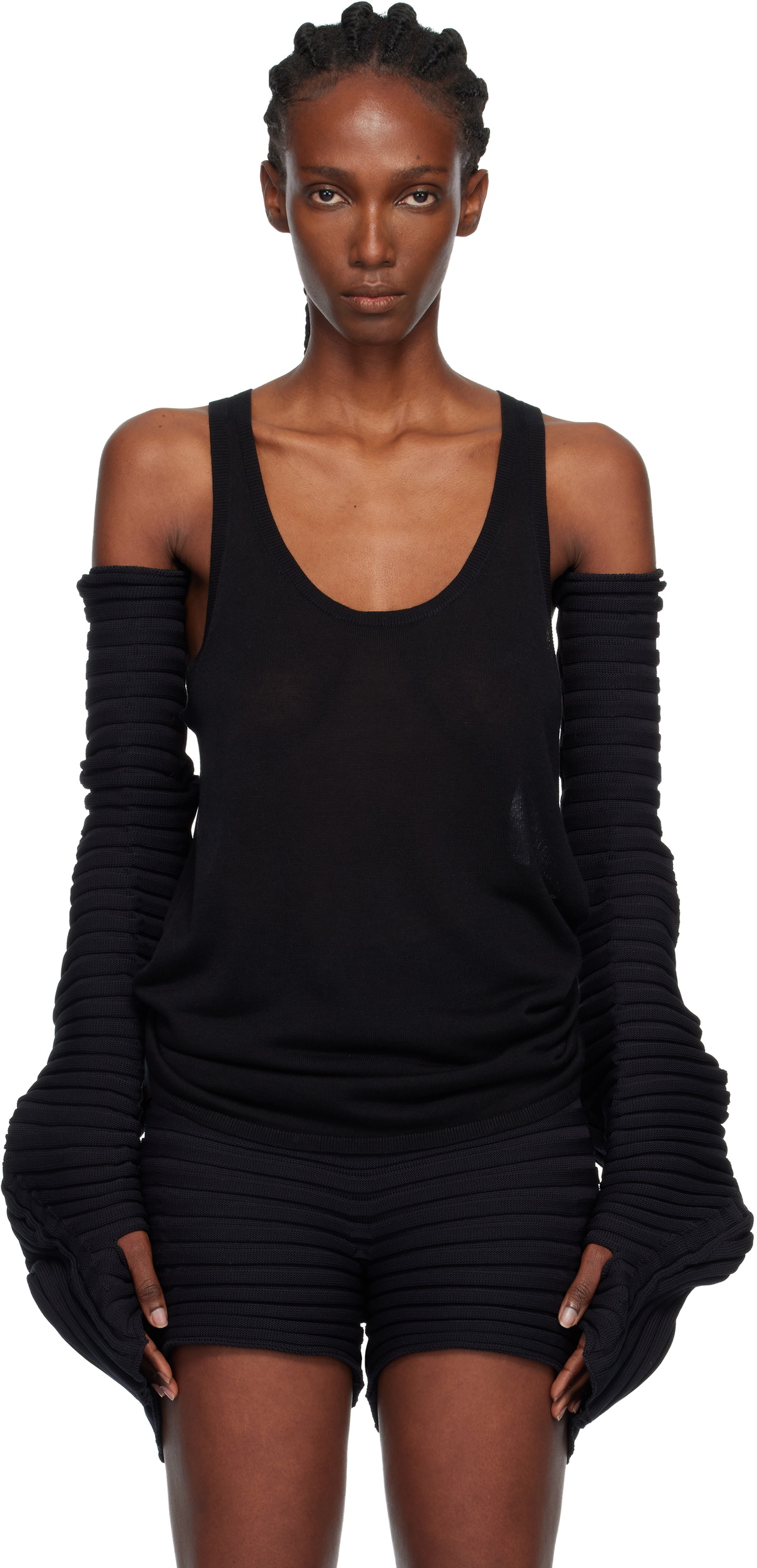 ISSEY MIYAKE Black Knit 'As It Is' Gloves