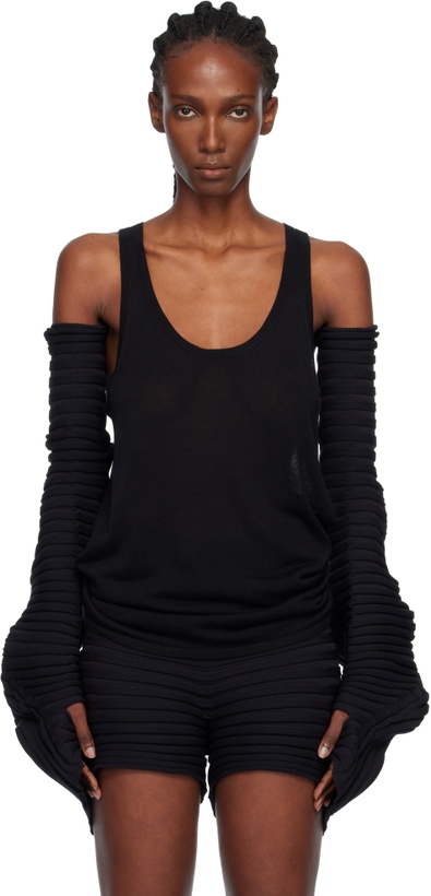 Photo: ISSEY MIYAKE Black Knit 'As It Is' Gloves