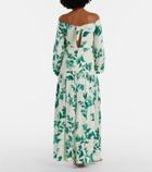 Agua by Agua Bendita Senlis printed off-shoulder linen maxi dress