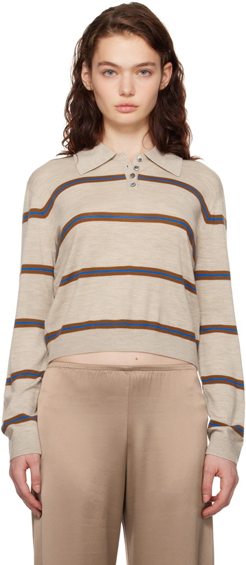 Photo: LESET Beige James Stripe Polo