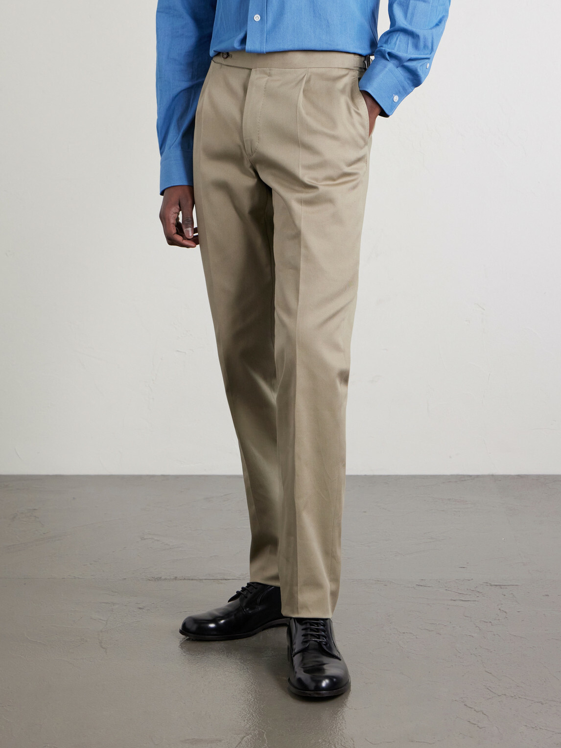 De Petrillo - Straight-Leg Cotton-Blend Twill Trousers - Neutrals