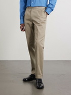De Petrillo - Straight-Leg Cotton-Blend Twill Trousers - Neutrals