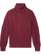 Brunello Cucinelli - Slim-Fit Cable-Knit Cashmere Rollneck Sweater - Red