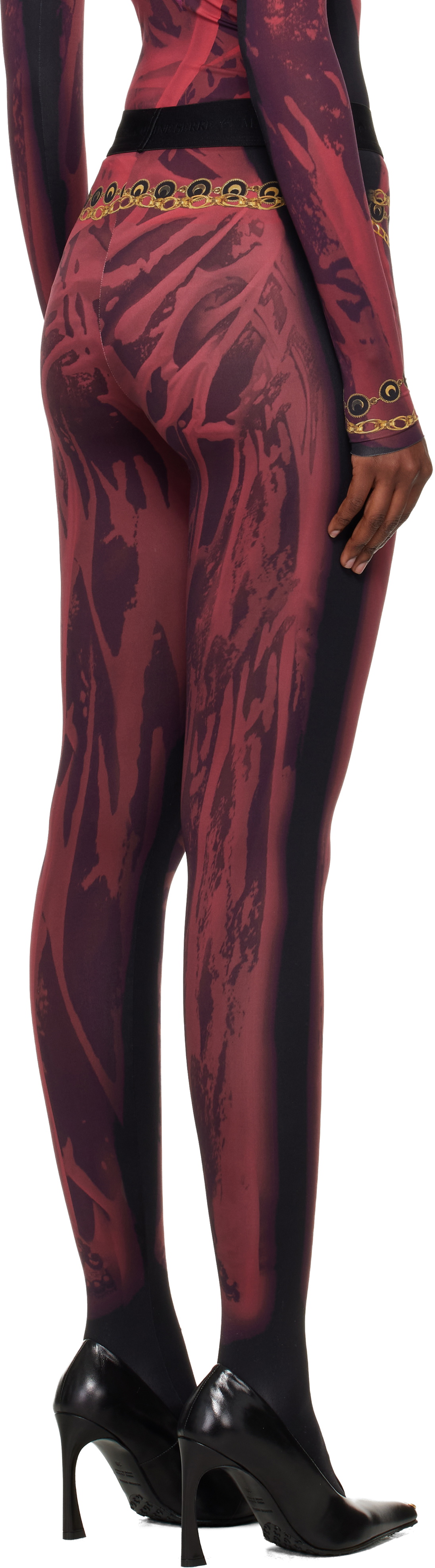 Marine Serre Red & Black Wet Nuisette Printed Jersey Leggings