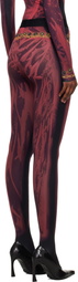 Marine Serre Red & Black Wet Nuisette Printed Jersey Leggings