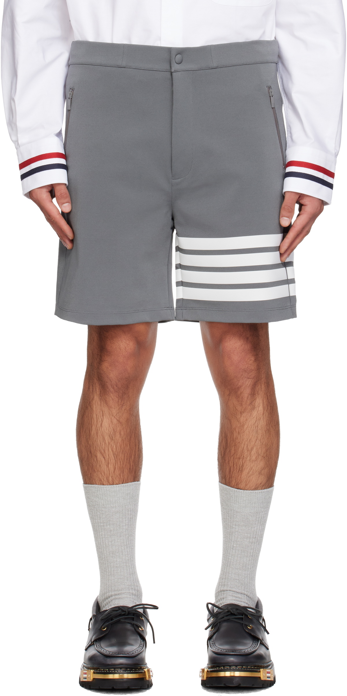 Thom Browne Gray 4-Bar Tech Shorts