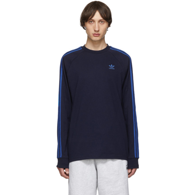 Photo: adidas Originals Navy 3-Stripes Long Sleeve T-Shirt