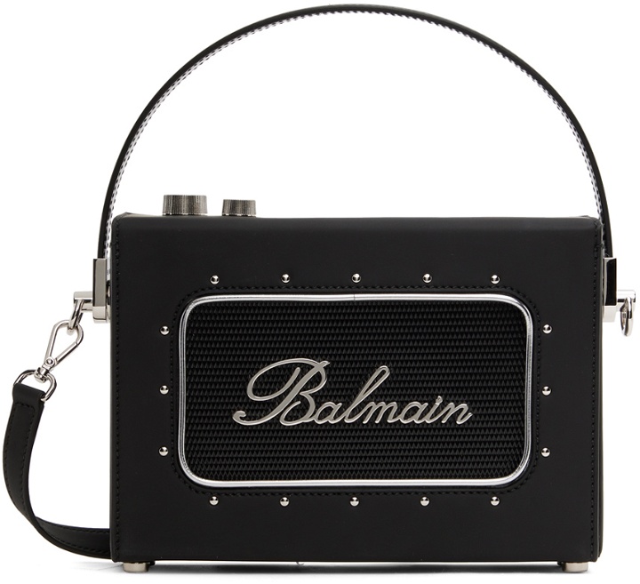 Photo: Balmain Black Radio Rubber-Effect Leather Bag