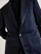 Saman Amel - Slim-Fit Silk and Linen-Blend Suit Jacket - Blue