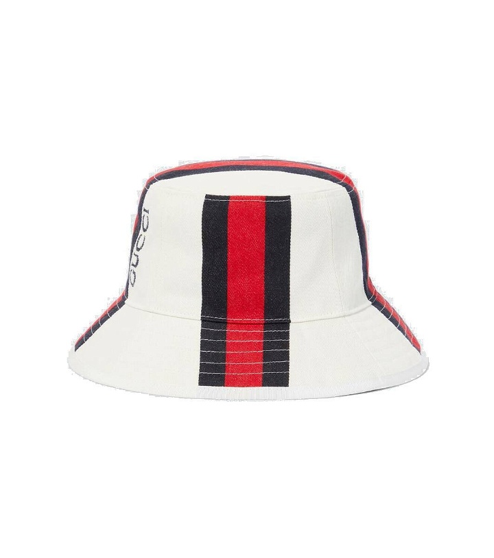 Photo: Gucci Web Stripe canvas bucket hat