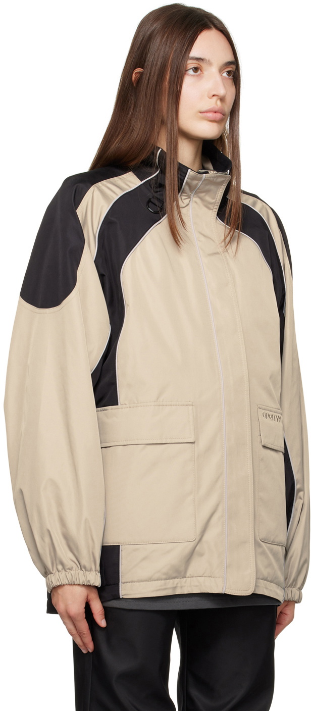 OPEN YY Black & Beige Paneled Track Jacket